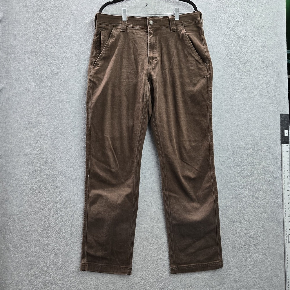 CAT Men Pants 34X32 Brown Work Pants Twill Workwear Logo 31" Inseam